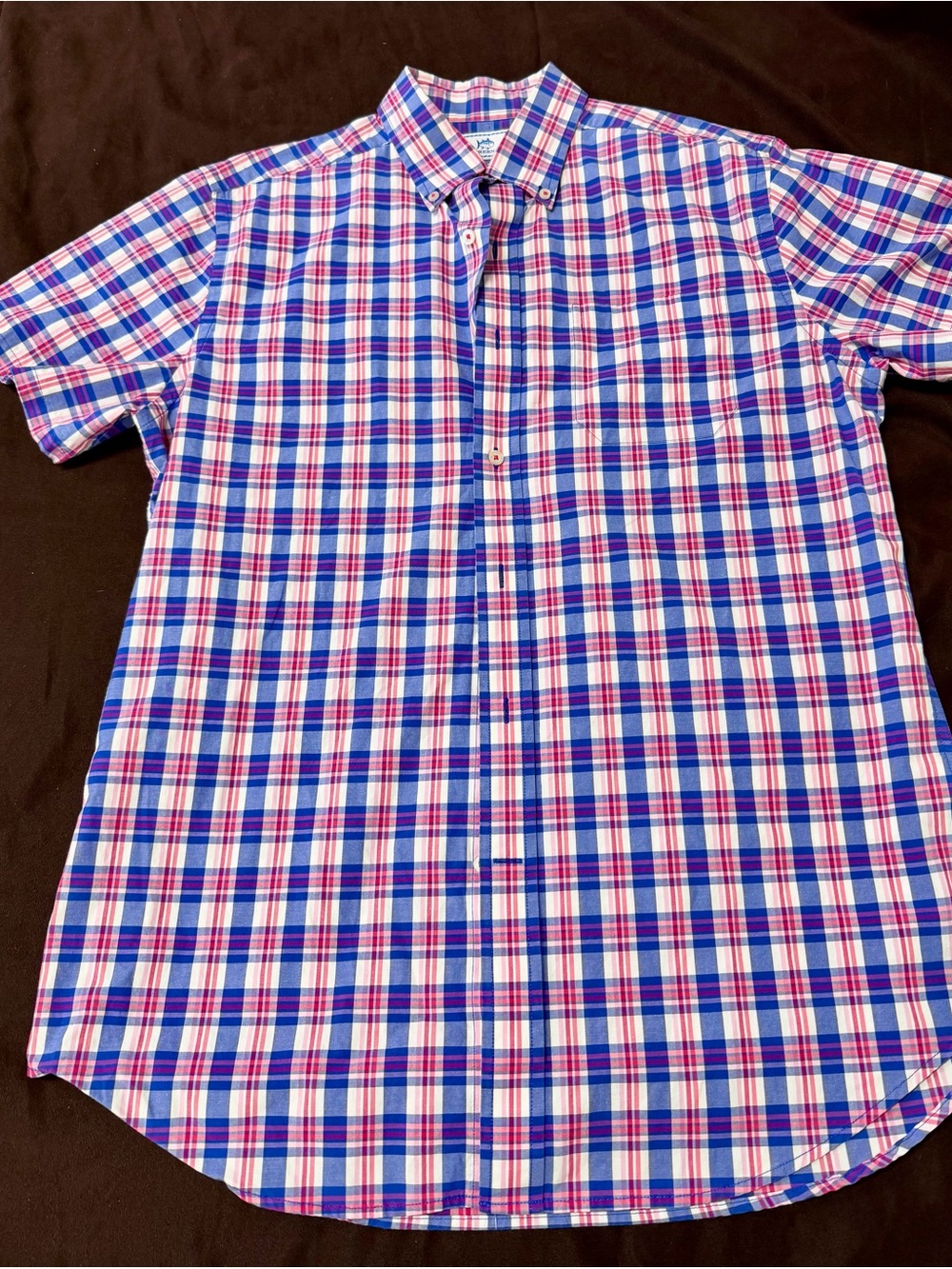 Southern Tide Men's Blue & Pink Plaid Short-Sleeve Button-Down Shirt